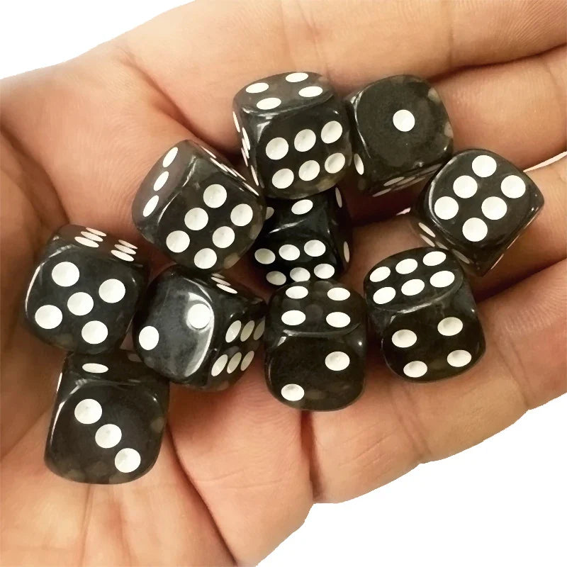 10-Pack 14mm (0.55 in) Transparent Acrylic Dice Rounded Corner Multi-Color Game Dice