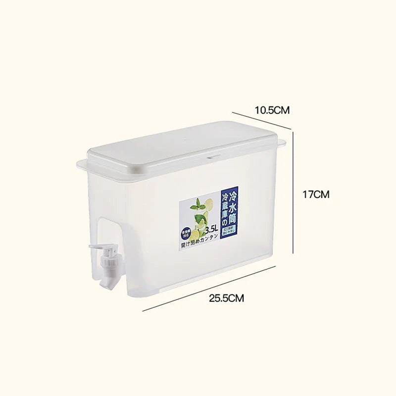 3.5L (118 fl oz) Cold Beverage Dispenser with Faucet, Plastic Water Jug for Juice, Lemonade, Fridge & Outdoor