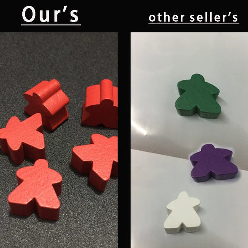 100 Wooden Meeples 16mm (0.63 in) 14-Color Board Game Pawns Replacement Set