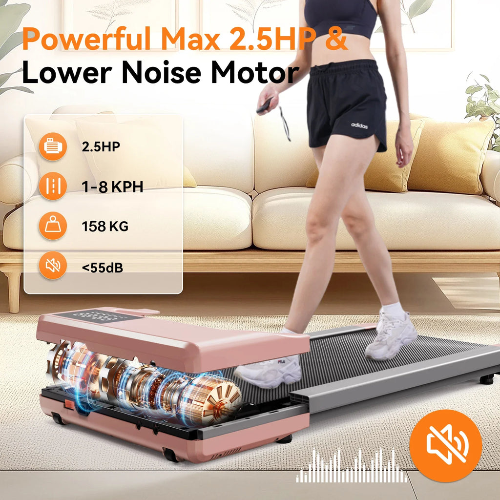 Under-Desk Walking Pad Treadmill — 2.5HP, App & Remote, LCD Display