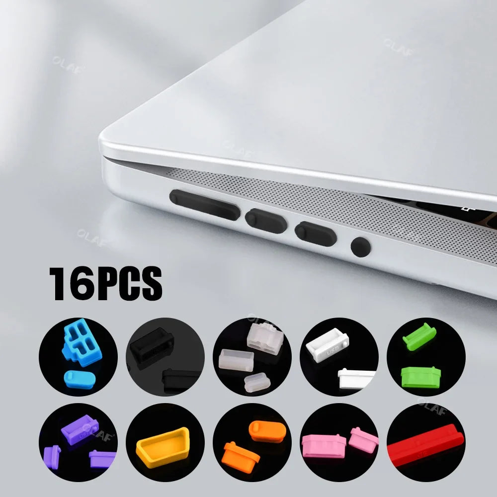 16-Piece Universal Silicone Dustproof Plugs for Laptop & Notebook Ports, USB Port Protectors