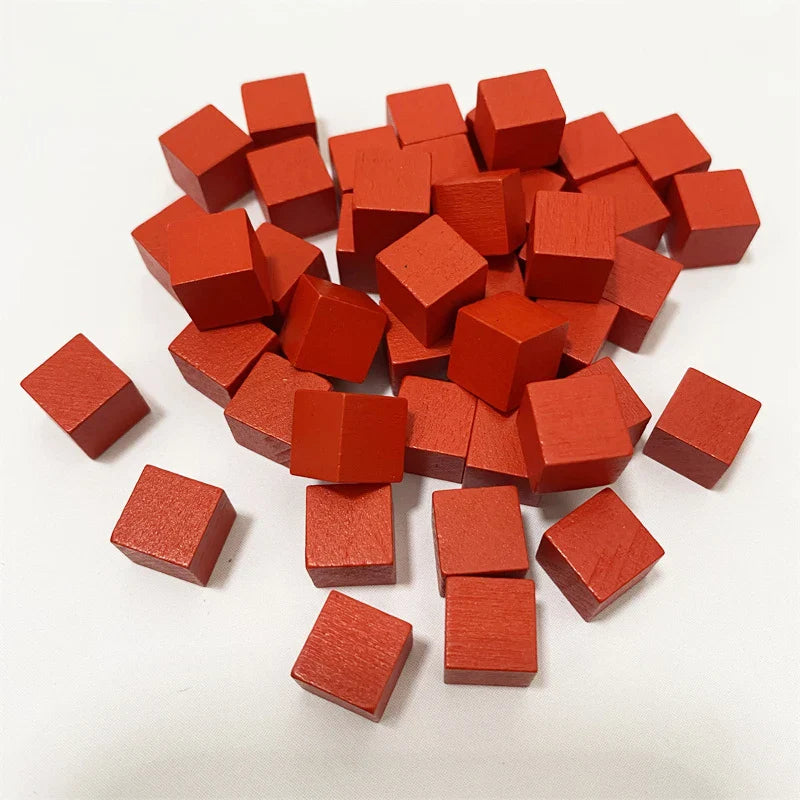 100-Pack 10mm (0.39 in) Colorful Wooden Cubes - Dice Tokens for Crafts, Board Games & Early Education