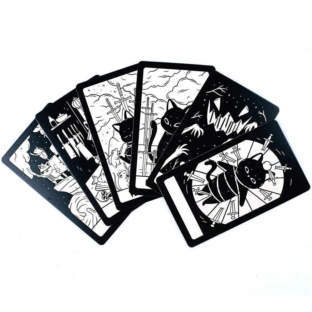 Cute Cat Tarot Deck 78-Card Oracle & Divination Cards with English Guidebook, Family Party Playing Cards