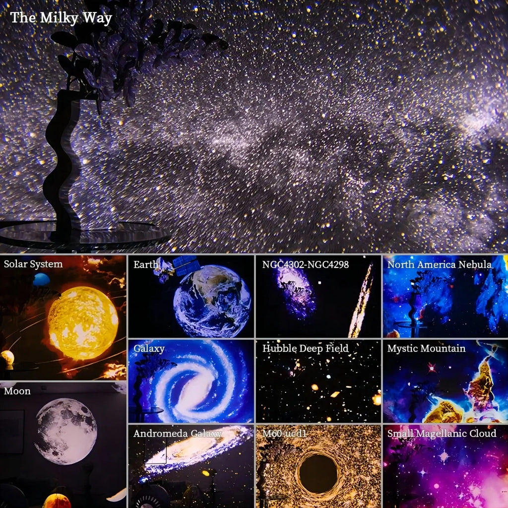 LED Galaxy Star Projector Night Light 360° Rotating Planetarium Lamp — 12-in-1 HD Scenes for Kids Room & Bedroom