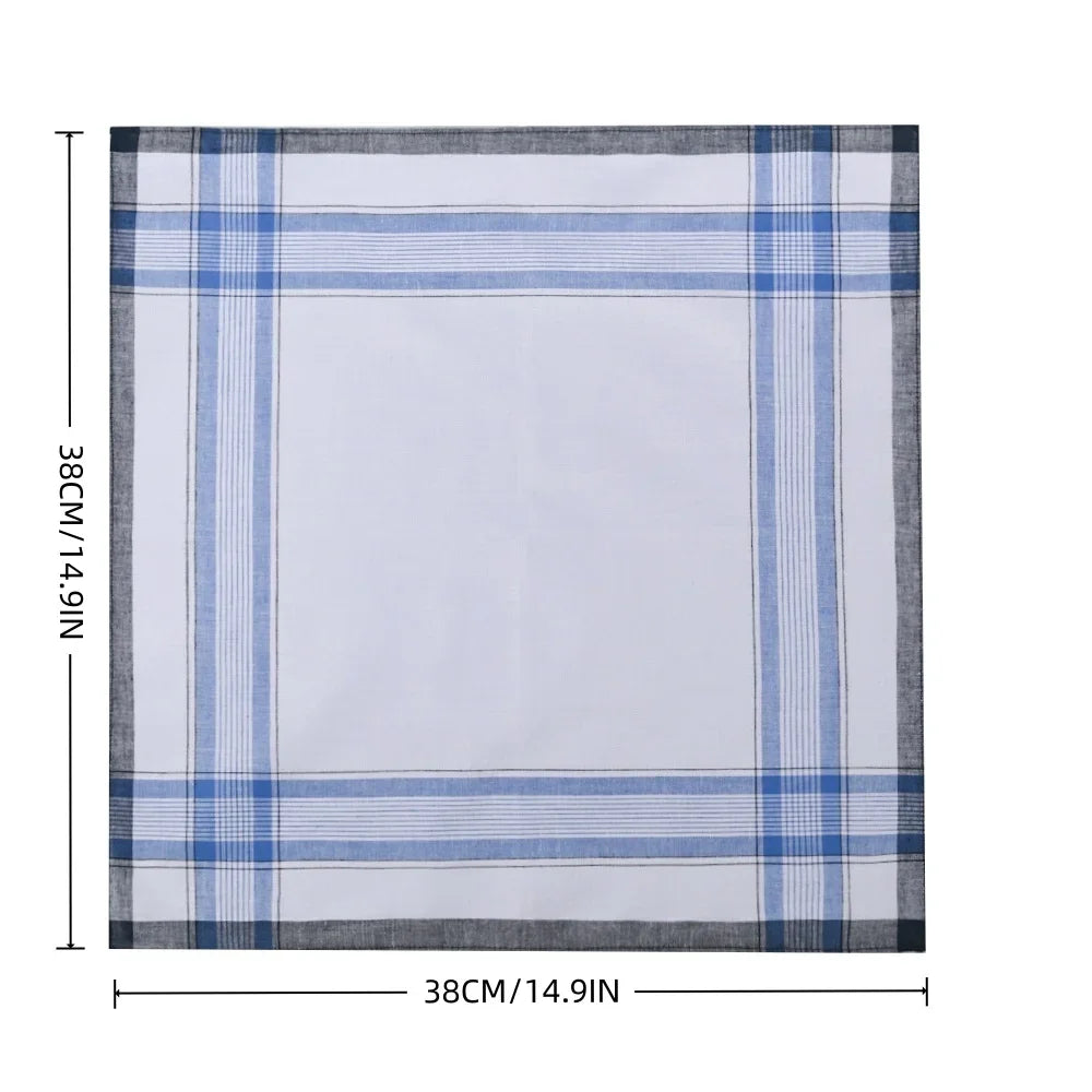 10–18 Pack Retro Cotton Handkerchiefs for Men & Elders — 14.9 in (38 cm) Striped Square Handkerchiefs, Assorted Colors