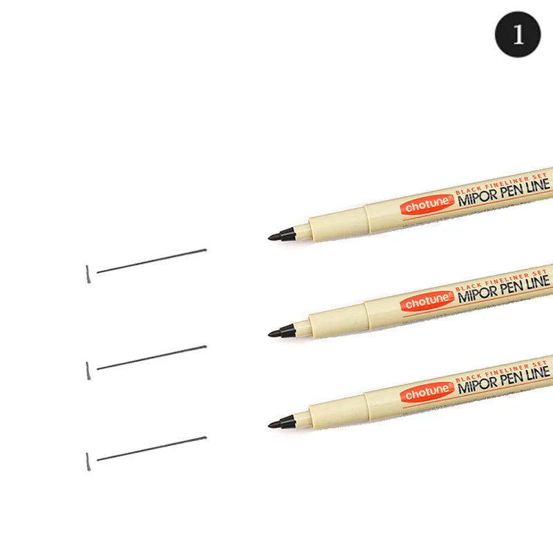12-Pack Pigment Liner Ink Pens — Needle & Hook Tip Fineliners for Manga Drawing, Sketching & Illustration