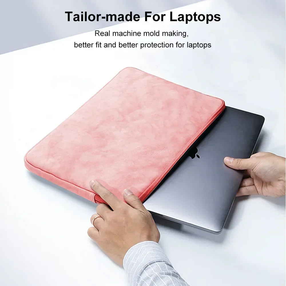 Water-Resistant PU Laptop Sleeve 12–16 Inch — Slim Microfiber Interior