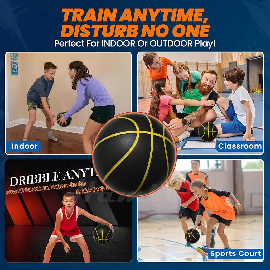 Silent Indoor Basketball Size 7 — PU Foam Airless Quiet Dribble