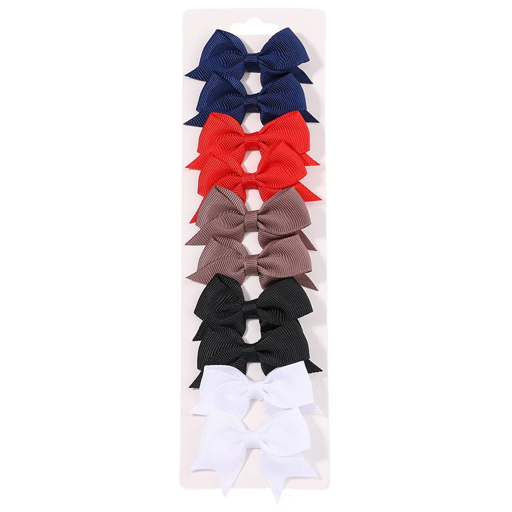 10-Pack Cute Solid Ribbon Bow Hair Clips for Baby Girls — Handmade Bowknot Barrettes & Kids Hair Accessories