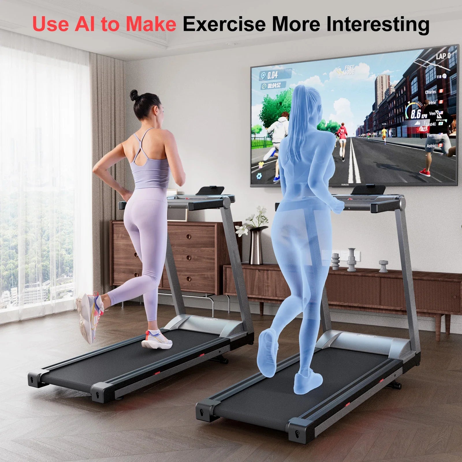 Foldable Incline Home Treadmill 3.5HP — 350 lb, Touchscreen, Smart App