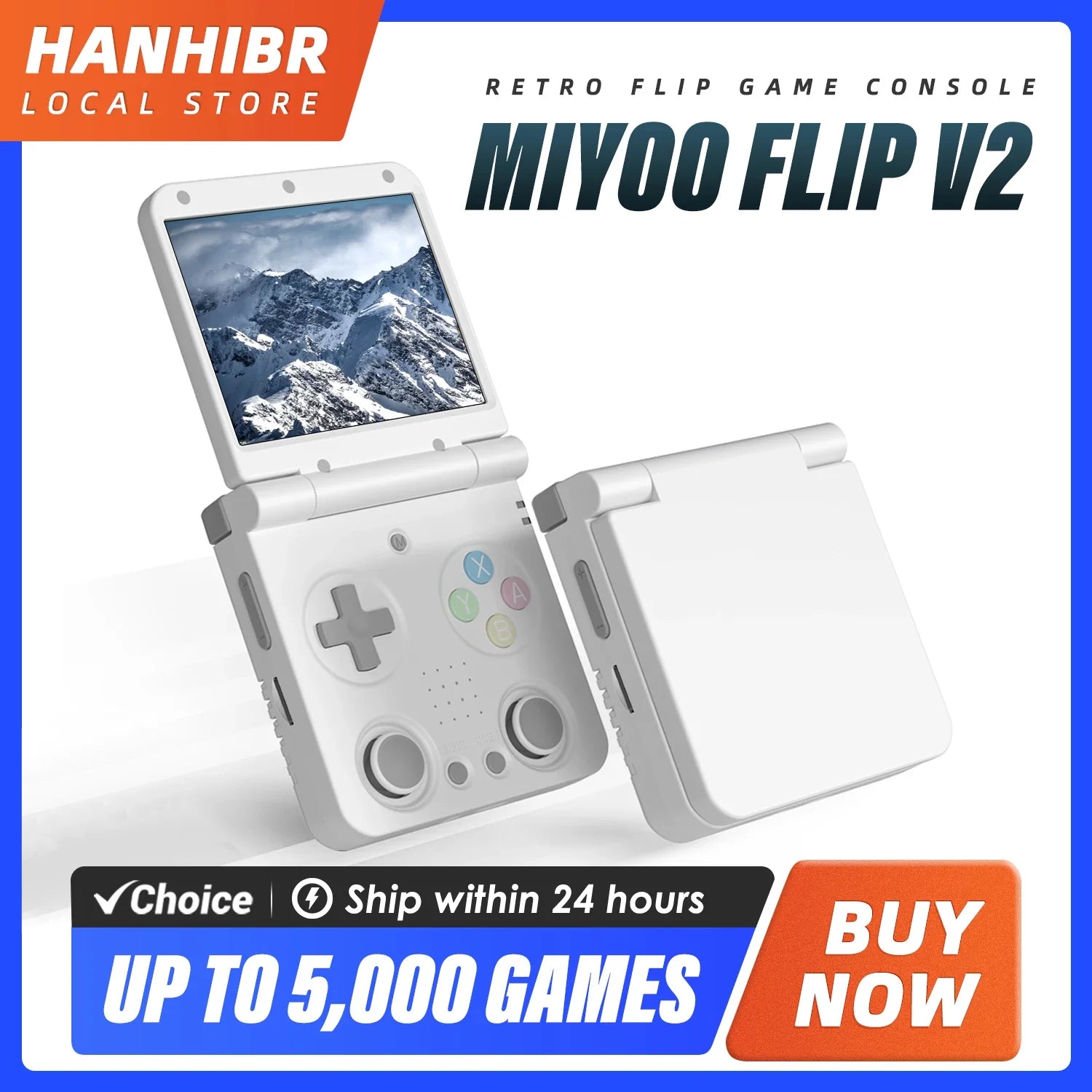 3.5-Inch IPS Retro Handheld Game Console — Linux Onion OS, 5000+ Games, Wi‑Fi, Mini HDMI, Type-C, 3000mAh Battery