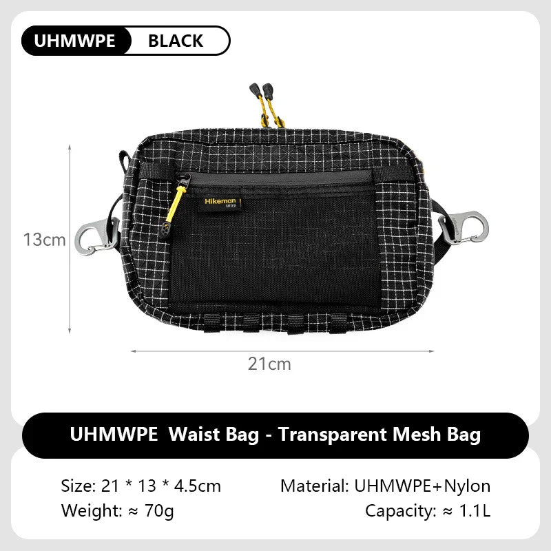 1.1L (37 fl oz) Ultralight Waterproof Waist Pack - Multi-Pocket Fanny Pack for Running Cycling Hiking