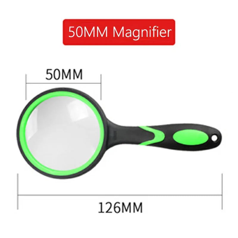 10X Handheld Reading Magnifier 50mm (1.97 in) Lens — Portable Magnifying Glass for Kids & Seniors, Reading & Nature Exploration