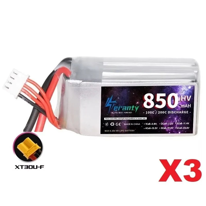 1/2/3PCS TERANTY 3S 11.4V Lipo Battery 850mAh 100C HV With XT30 T XT60 Plug For RC FPV Drone Quadcopter Helicopter Airplane