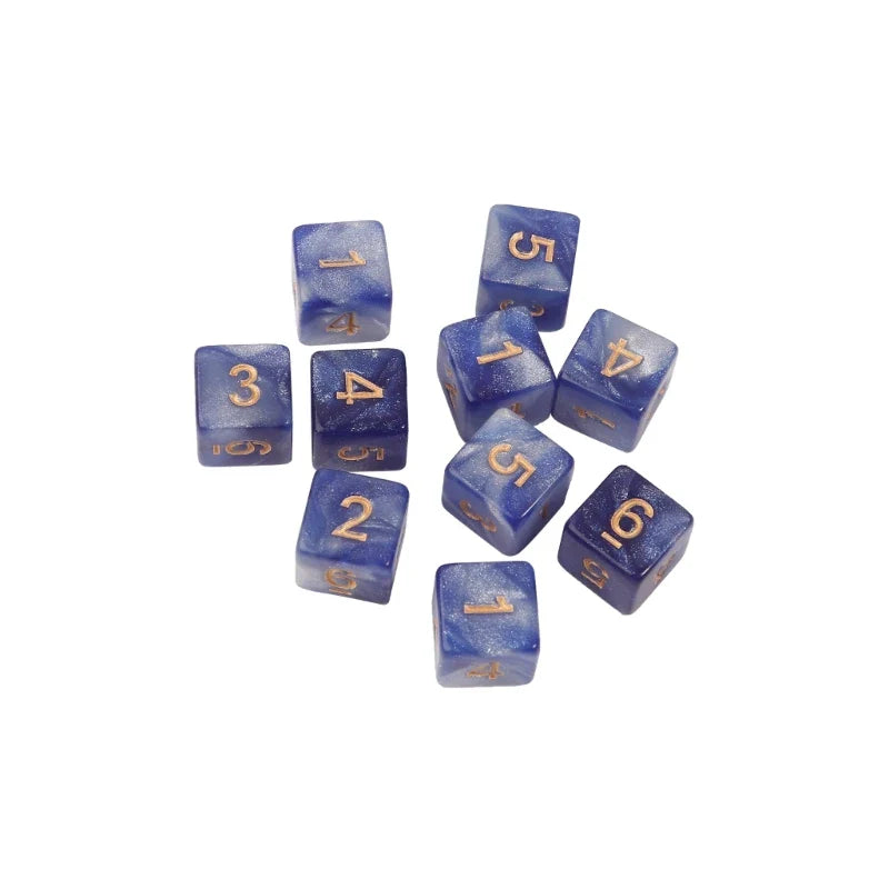 10-Pack 15mm (0.59 in) Multicolor Acrylic 6-Sided Cube Dice Set for Tabletop Games & Parties