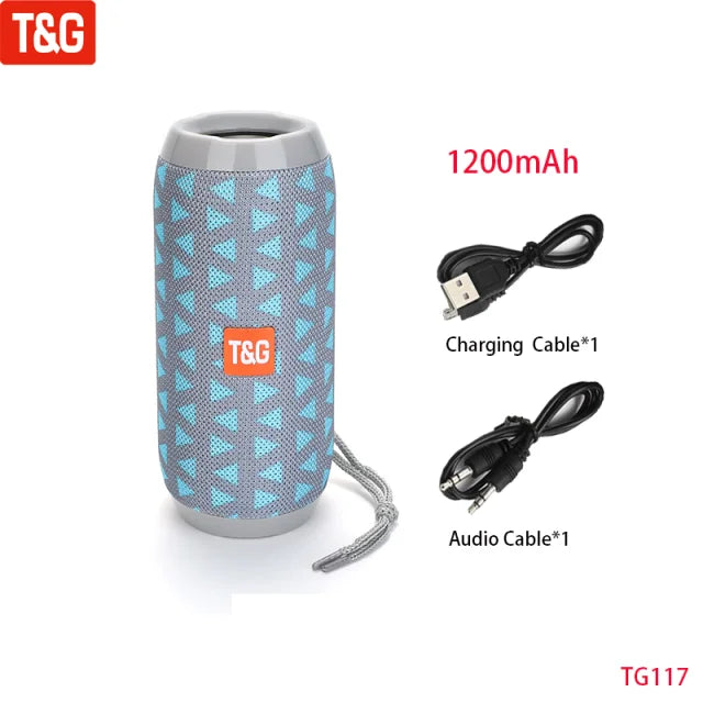 10W Portable Bluetooth Speaker — IPX5 Waterproof, FM Radio, TWS, USB/TF Card, 1200mAh Battery