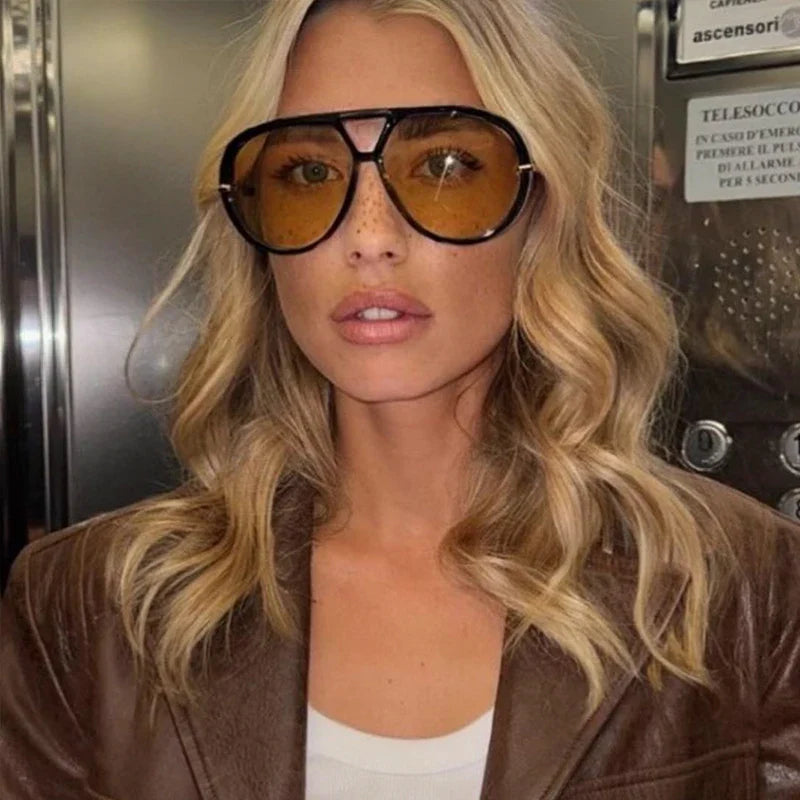 Oversized Women Sunglasses Fashion Large Size Yellow Lens Sun Glasses designer luxury 2024 UV Protection #300864