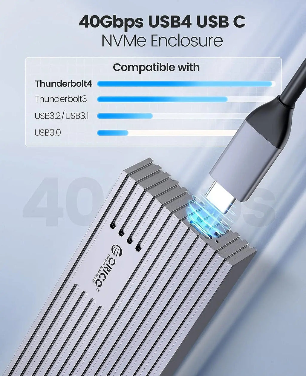 USB4 40Gbps NVMe M.2 SSD Enclosure — Thunderbolt 3/4 Compatible, USB-C