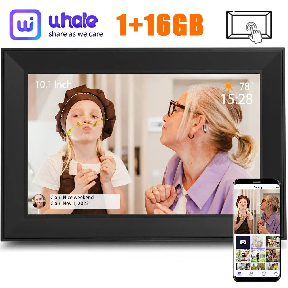 10.1-inch (25.6 cm) Digital Photo Frame 16GB WiFi Touchscreen 1280x800 IPS Auto-Rotate Photo Sharing - Ideal Gift