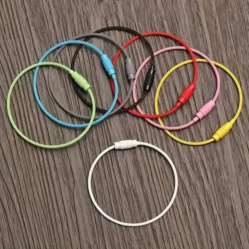 10-Pack Colorful Stainless Steel Wire Luggage Tag Clips – Durable Travel Bag Keychains