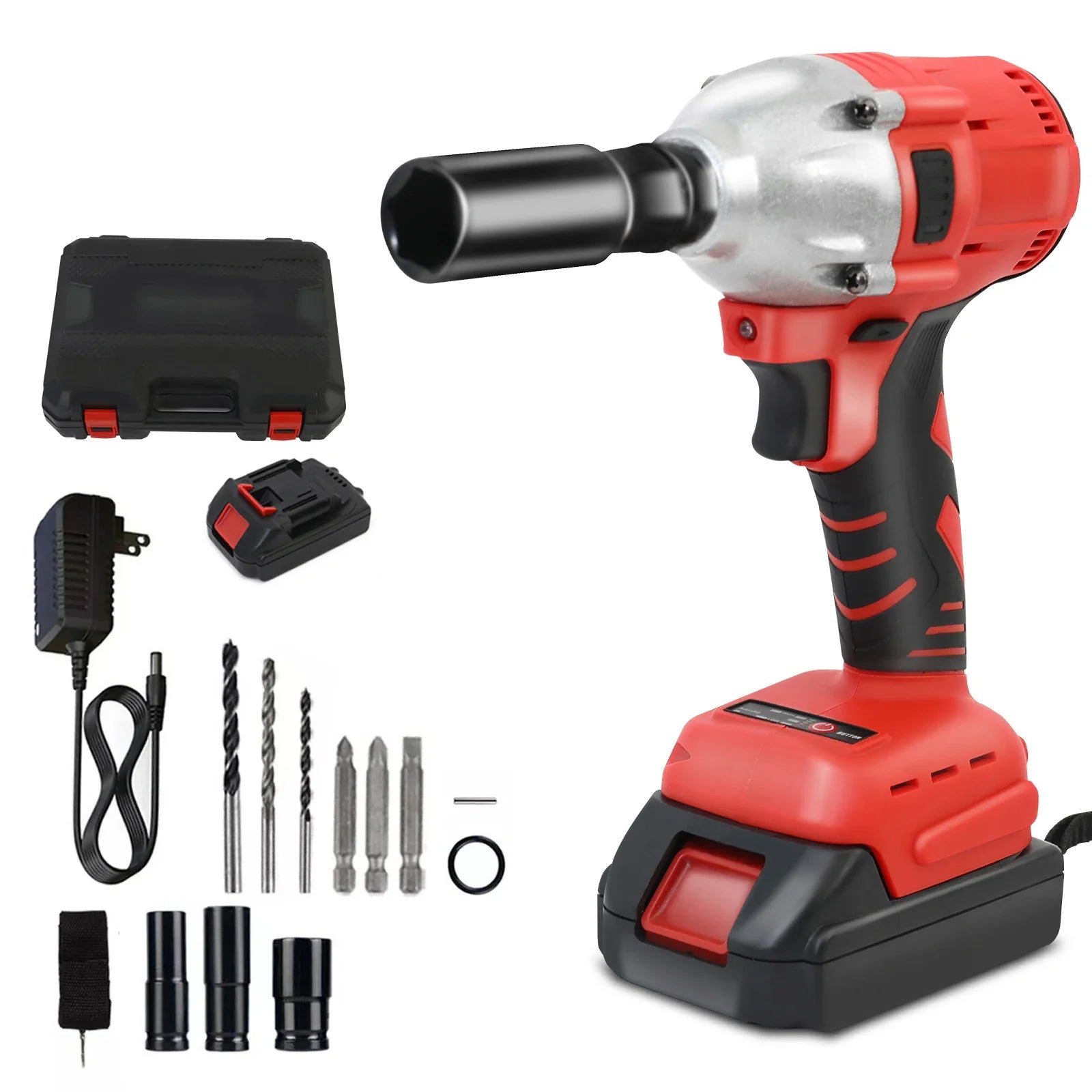 1000 N·m (740 ft-lbs) Cordless Brushless Impact Wrench 20V 1500mAh 1/2 in (12.7 mm) Drive Kit with Fast Charger