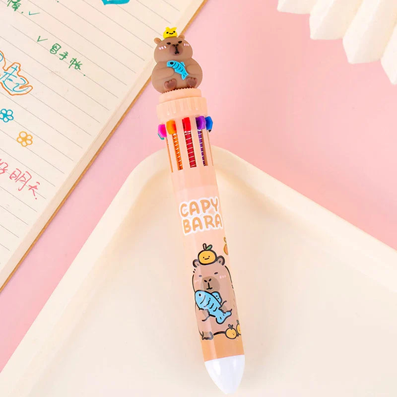 10-Color 0.5mm Gel Ink Pens Capybara Kawaii Multi-Color for School & Office