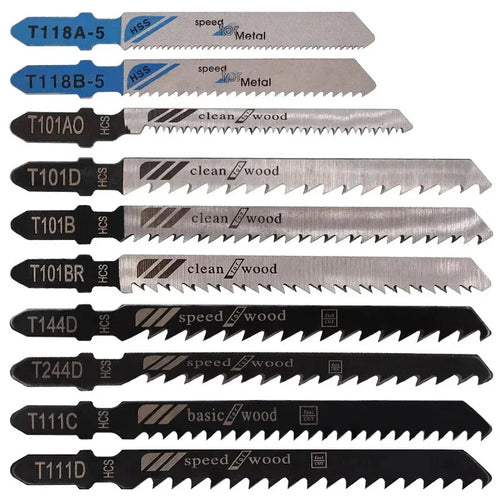 10-Pack Jigsaw Blades for Wood, Metal & Plastic – Fine and Coarse Teeth, Anti-Chip