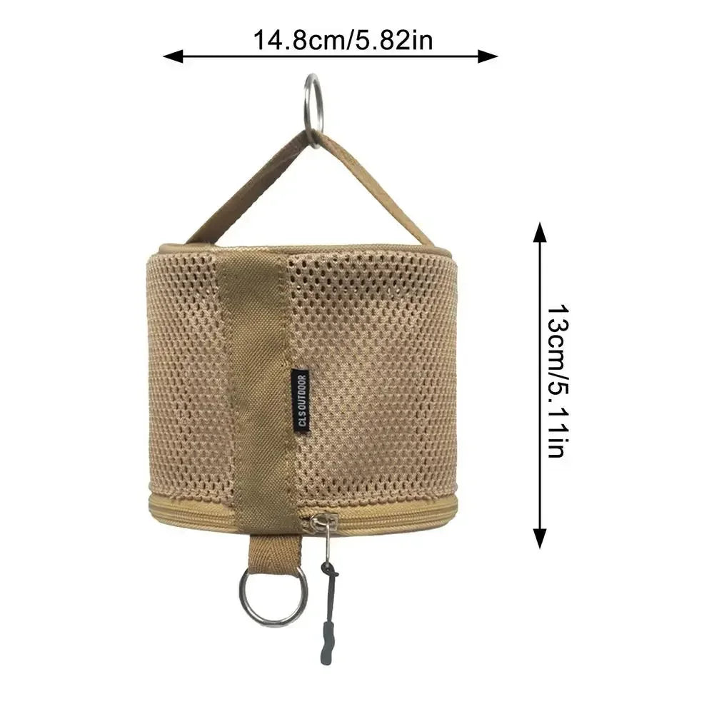 Camping Hanging Toilet Paper Holder Portable Roll Dispenser with Hook, Mesh Oxford (5.8 x 5.1 in / 14.8 x 13 cm)