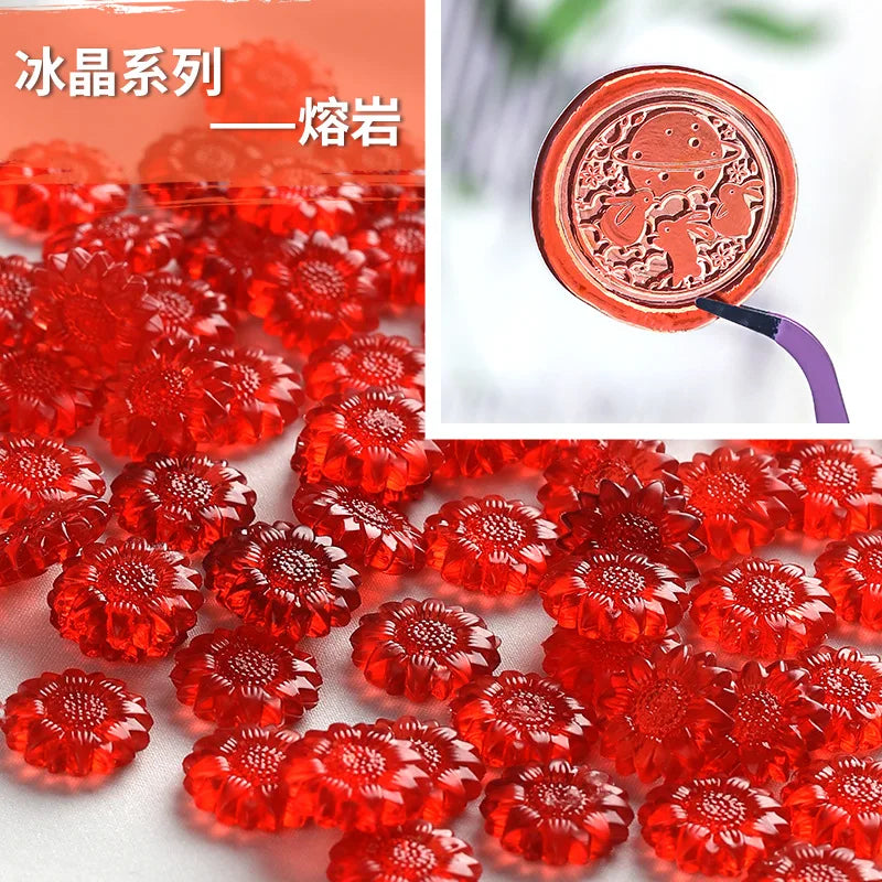 100-Piece Translucent Sunflower Sealing Wax Beads — 1.16 cm (0.46 in) DIY Envelope Seals for Invitations, Cards & Scrapbooking