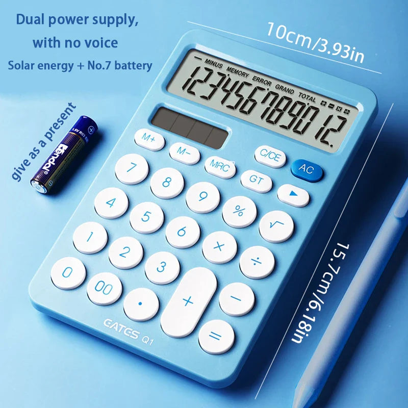 12-Digit Solar Calculator Large Key Portable Financial & Business Calculator for Students