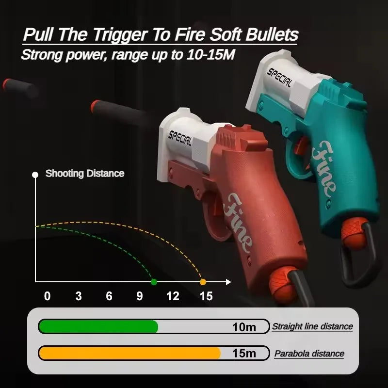 Mini Shell-Throwing Foam Dart Blaster Pistol - Soft Bullet Launcher for Kids Outdoor Play
