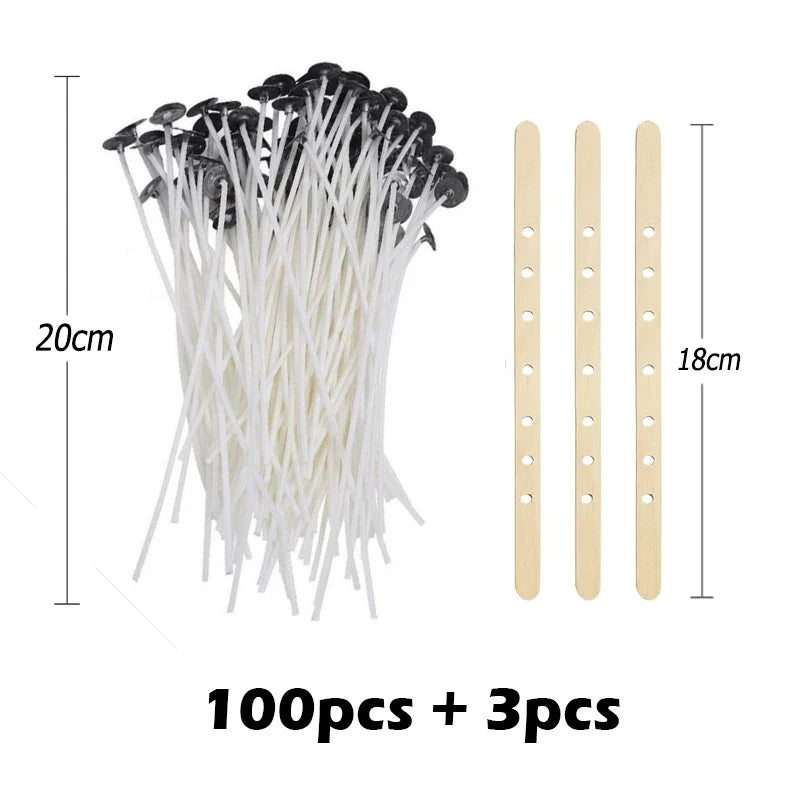 103-Piece Smokeless Candle Wicks Set – Soy Wax Core & Woven Cotton for Candle Making, Oil Lamps & Wax Crafts