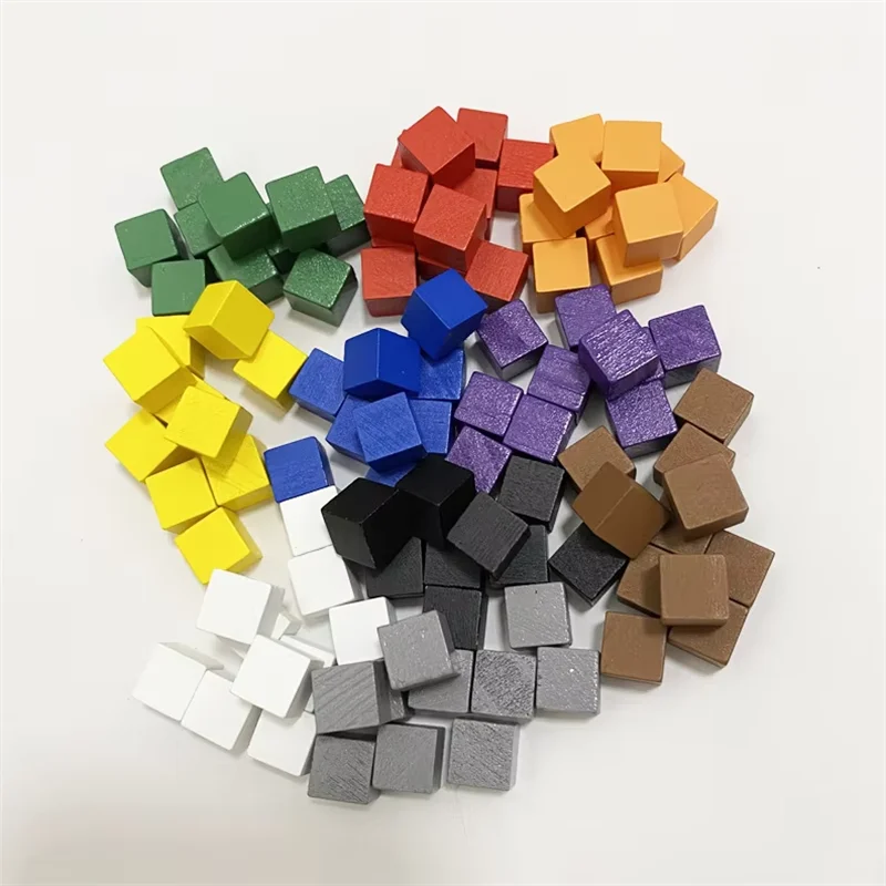 100-Pack 10mm (0.39 in) Colorful Wooden Cubes - Dice Tokens for Crafts, Board Games & Early Education