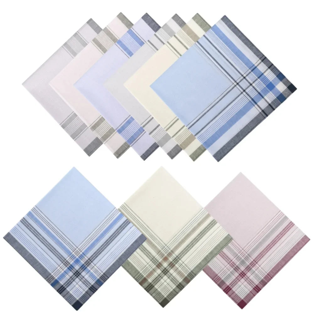 10–18 Pack Retro Cotton Handkerchiefs for Men & Elders — 14.9 in (38 cm) Striped Square Handkerchiefs, Assorted Colors