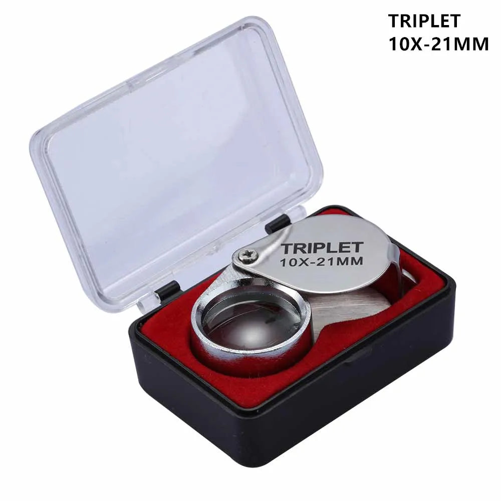 10x 20x 30x Pocket Folding Jewelry Loupe Magnifier Mini Triplet Glass Lens for Jewelry, Coins & Stamps
