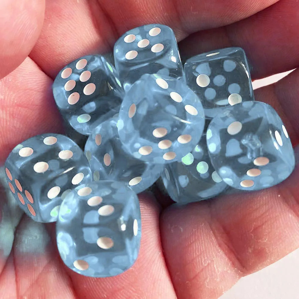 10-Pack 14mm (0.55 in) Transparent Acrylic Dice Rounded Corner Multi-Color Game Dice