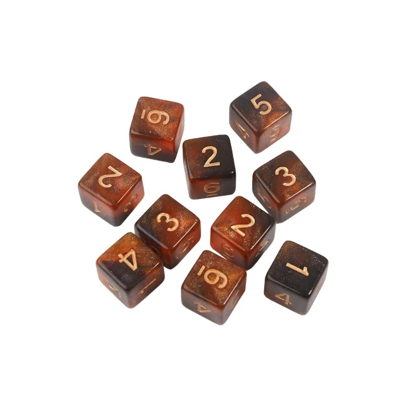 10-Pack 15mm (0.59 in) Multicolor Acrylic 6-Sided Cube Dice Set for Tabletop Games & Parties
