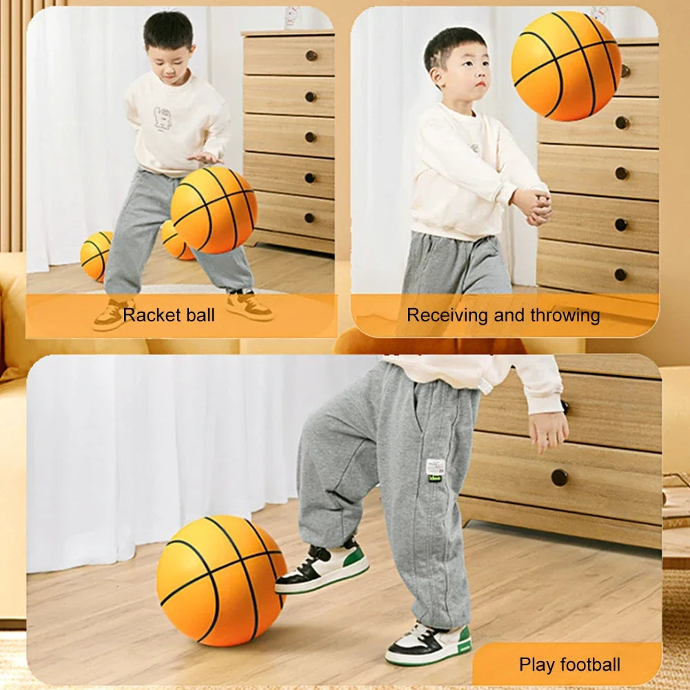 Silent Foam Basketball for Kids — Squeezable Indoor Bounce Ball