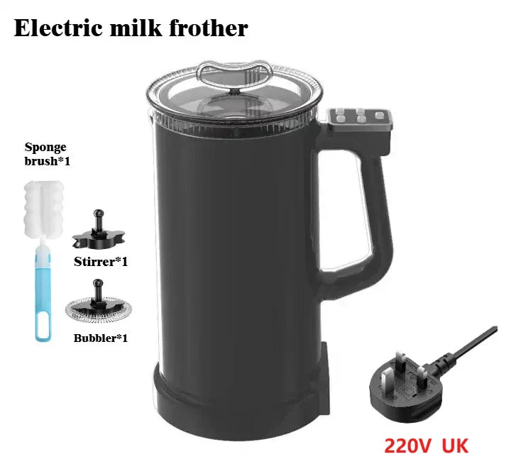 110V/220V Milk Frother 4-in-1 Home Coffee Latte Maker Hot Cold Beverages  Dual Function Stainless Steel Electric Milk Frother