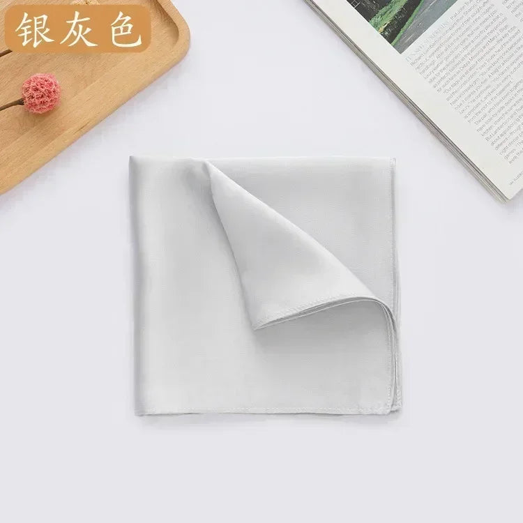 100% Mulberry Silk Men's Pocket Square 35cm (13.8in) Solid Tatting Handkerchief