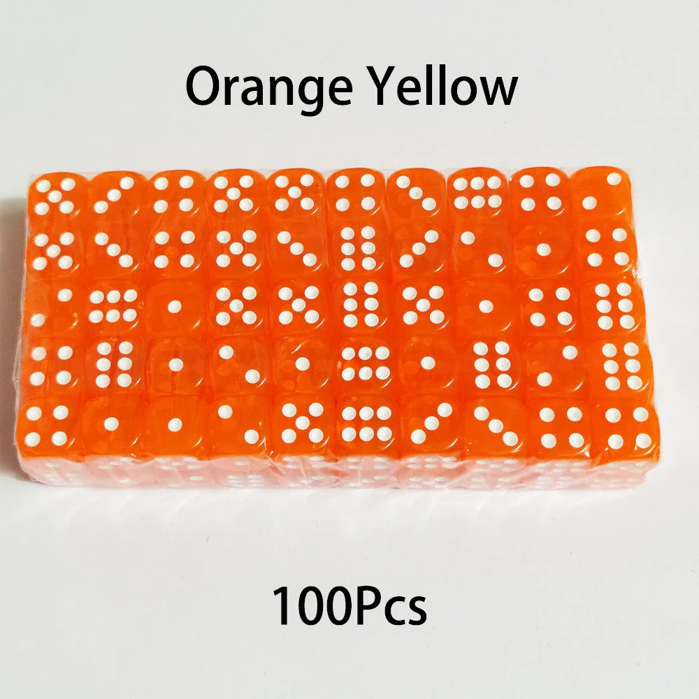 100-Pack 6-Sided Dice 14mm D6 Acrylic Rounded-Edge Transparent Dice for Board Games & DnD