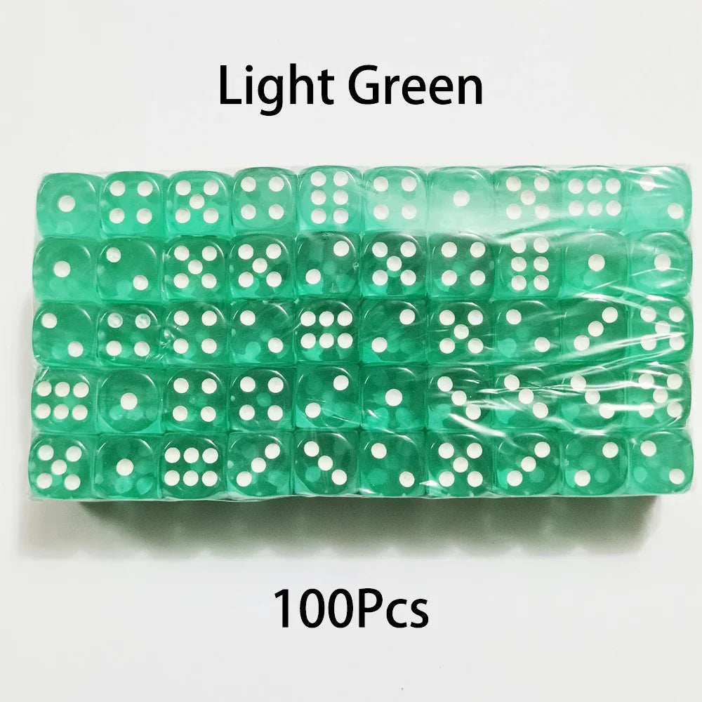 100-Pack 6-Sided Dice 14mm D6 Acrylic Rounded-Edge Transparent Dice for Board Games & DnD