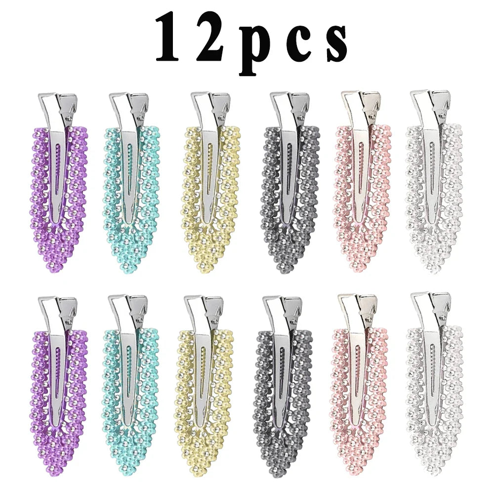 12-Pack Rhinestone and Pearl Leaf Hair Clips – Sparkling Bridal & Party Hairpins