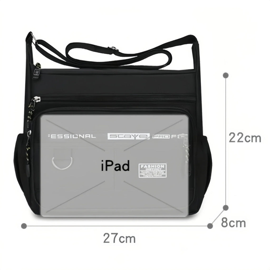 Men's Waterproof Crossbody Sling Bag - Business Casual Multi-Pocket Shoulder Bag, 27 x 8 x 22 cm (10.6 x 3.1 x 8.6 in), Adjustable Strap