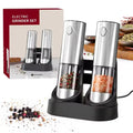 2-Pack Electric Salt & Pepper Grinders 190 ml (6.4 fl oz) USB Rechargeable Spice Mills with Adjustable Coarseness and Ceramic Grinder
