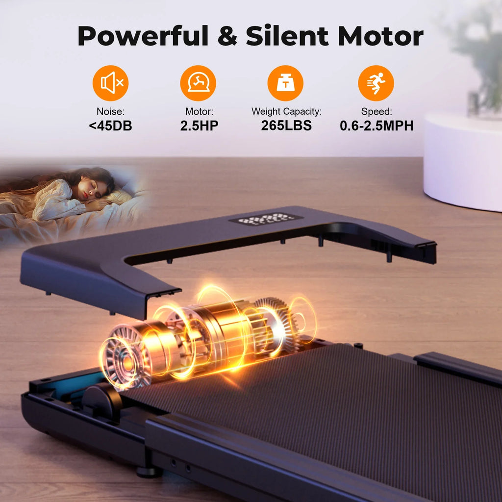 Under-Desk Walking Pad Treadmill 2-in-1 — 2.5HP, Remote & LED Display