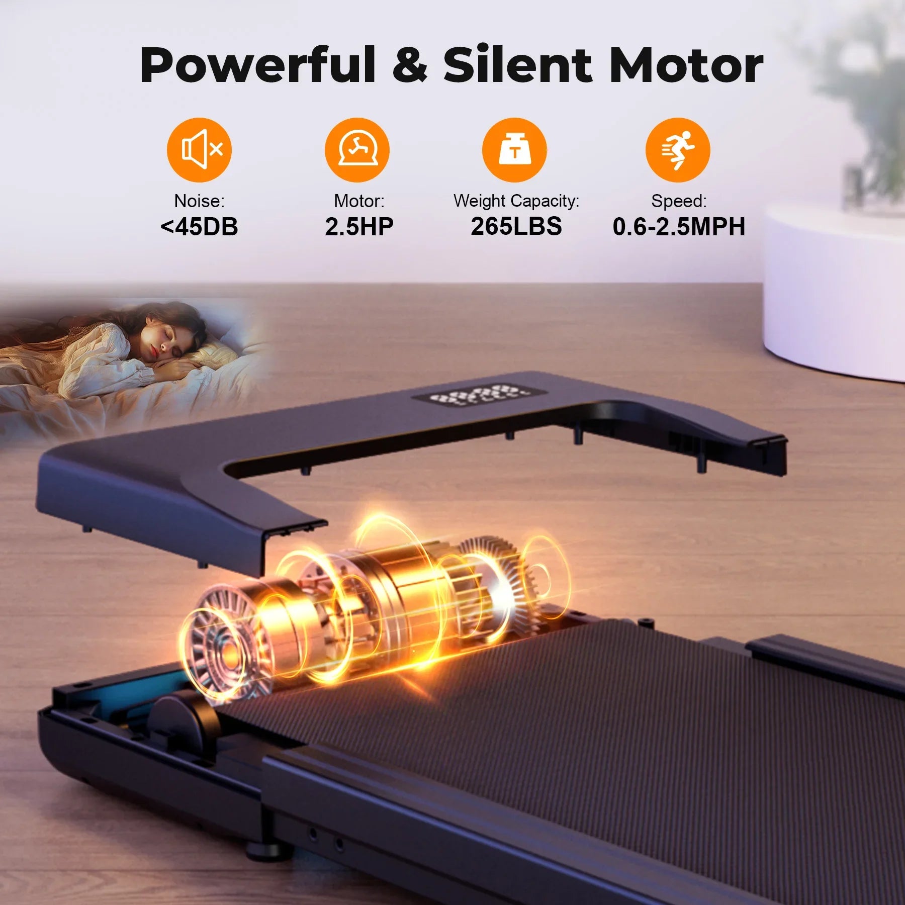 Under-Desk Walking Pad Treadmill 2-in-1 — 2.5HP, Remote & LED Display