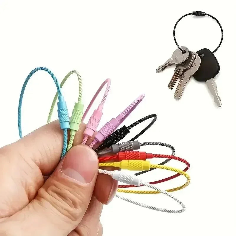 10-Pack Colorful Stainless Steel Wire Luggage Tag Clips, 5.9 in (15 cm) Travel Key & Bag Rings