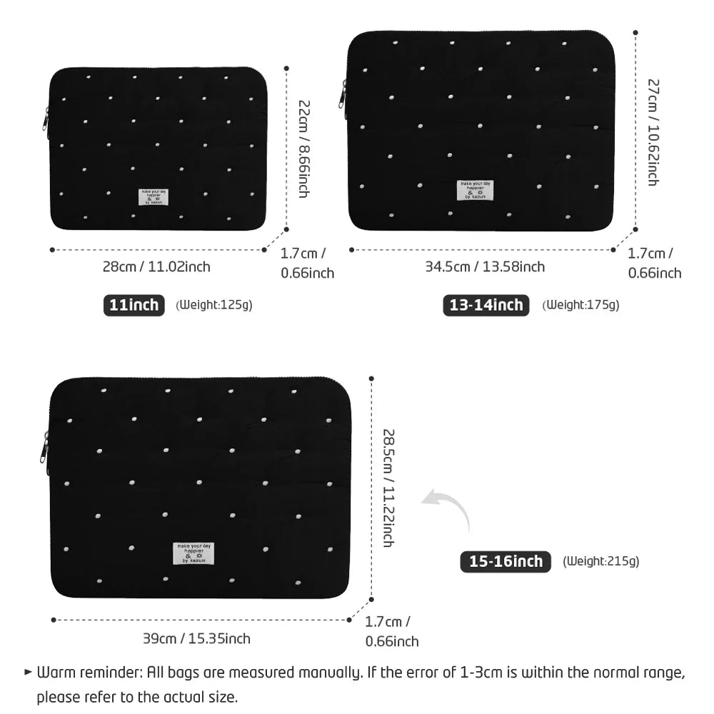Puffy Quilted Laptop Sleeve for Women 13–16 Inch & Tablet Pouch