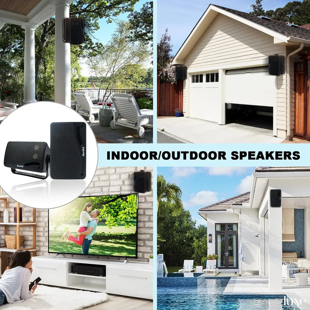 3.5-Inch (89mm) Passive Outdoor Wired Speaker Pair, 200W 3-Way Waterproof Mountable Wall Speakers for Patio, Marine, Boat